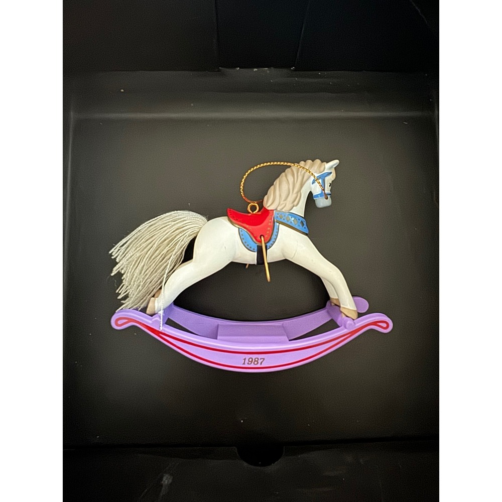 Vintage 1987 Hallmark Keepsake Rocking Horse Ornament 7th in Series QX485-9 Box